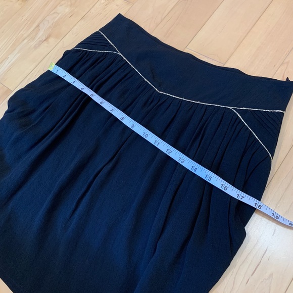 Sandro Pleated Draped Gold Trimmed Lined Mini Skirt with Pockets - Picture 7 of 9